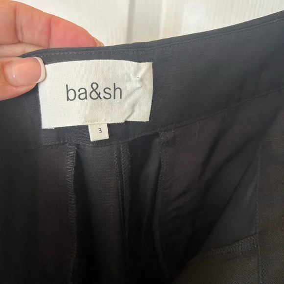 ba&sh Pants Womens US 8 Paolo Pleated Tapered Trousers Linen Blend Black - Picture 6 of 8